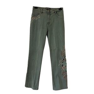 Brazil Roxx Cutout Embroidered Straight Leg Jeans Size 10